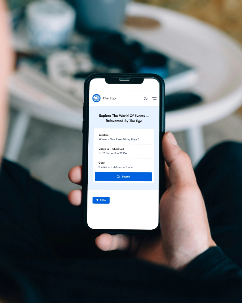 Vendor using The Ego event platform on smartphone to grow event services business